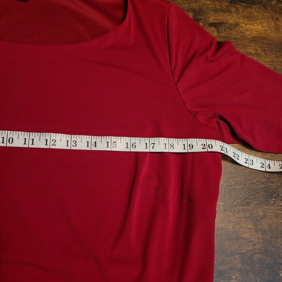 Coldwater Creek Accordion Pleated Maxi Dress Sz 18 Cherry Red Drop Waist Stretch - Picture 6 of 10